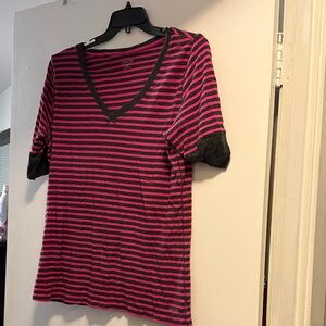 Calvin Klein Pink and Black Striped Top